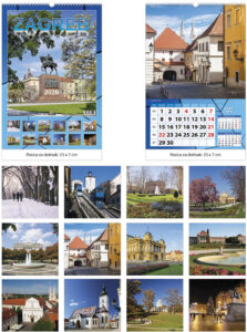 203090-EC Kalendar ZAGREB 13L 33x48+7, spirala s vrećicom P25 JANP 2026