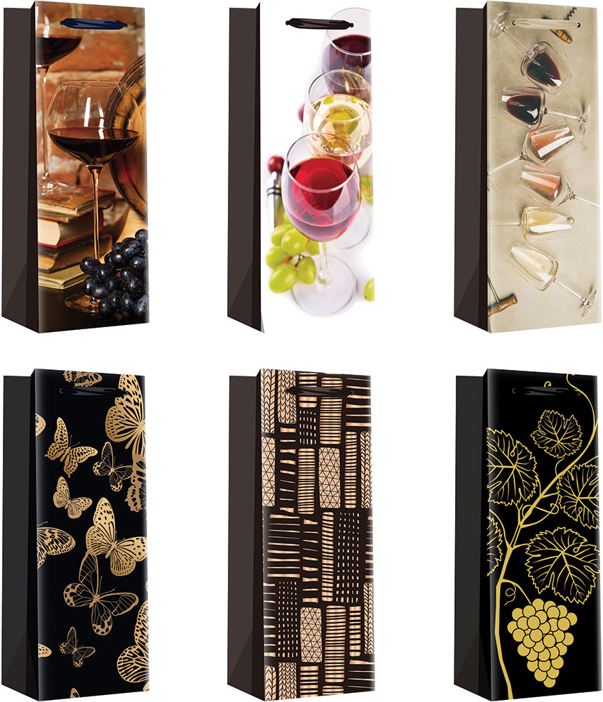 203884-EC Vrećica boca manja svakodnevna sjaj VINO-1 13x36x9cm 71390 P12/144