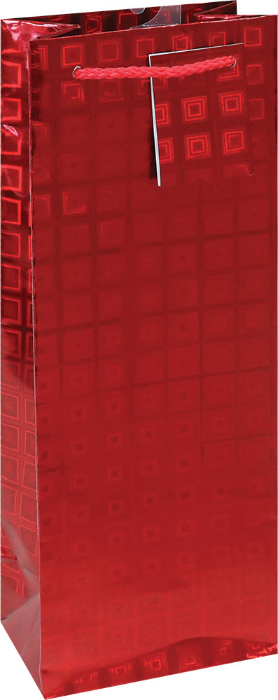 204615-EC Vrećica boca hologramska crvena  13x36x8,5cm 71282 P12/144