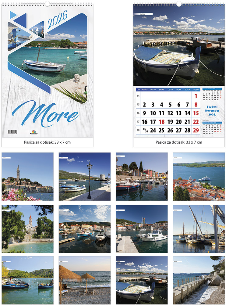 206632-EC Kalendar MORE 13L 33x48+7, spirala, s vrećicom P25 JANP 2026