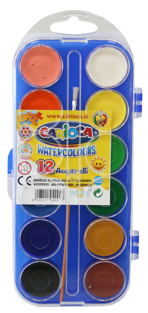 211354-EC Boje vodene fi30 12/1 s kistom pvc CARIOCA ACQUARELL 42400 bls P12/72