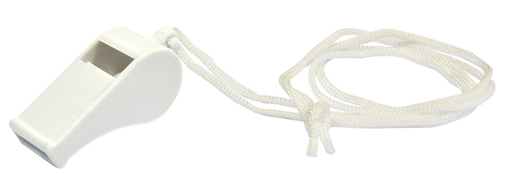 216780-EC Zviždaljka plastična Whistle bijela s vezicom P1000