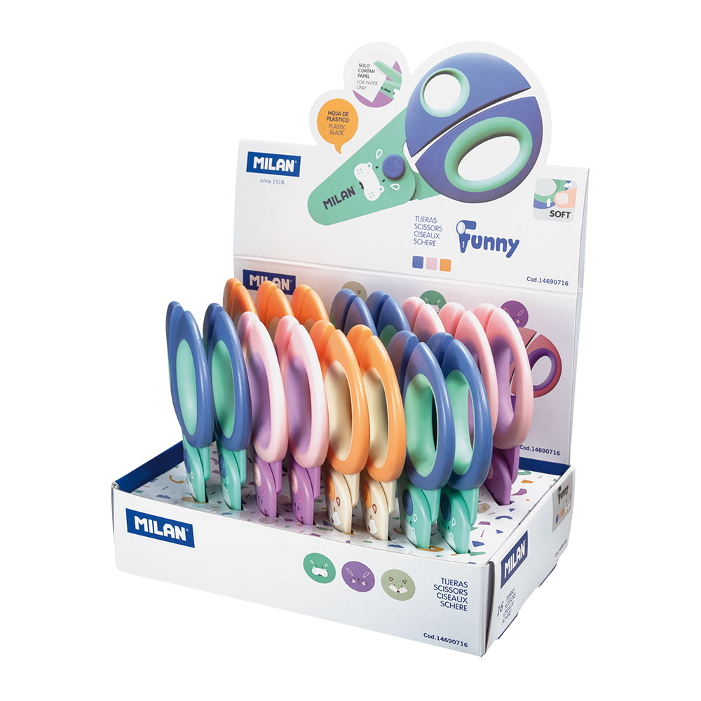 218115-EC Škare MILAN dječje plastične Fun Animals sort boja P16/128