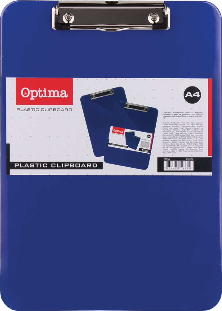 218168-EC Tabla s klipsom PP A4 OPTIMA plava 22390 P12/72