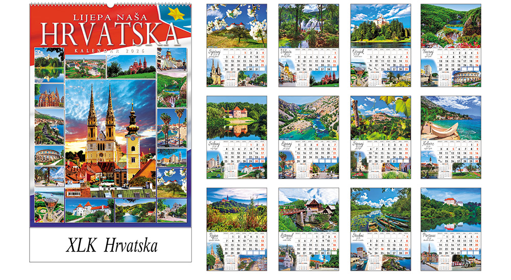 219296-EC Kalendar HRVATSKA 13L 32x43+7 s vrećicom P20 XLK-TMR 2026
