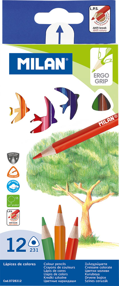 220071-EC Boje drvene 12/1 duge trokutaste MILAN karton bls P12/96