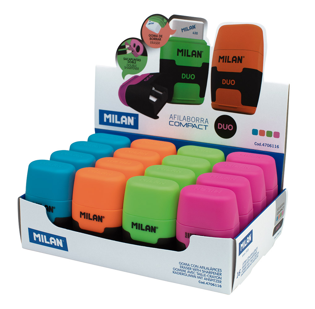 220092-EC Gumica+šiljilo dvostruko MILAN Compact Duo sort display P16/128