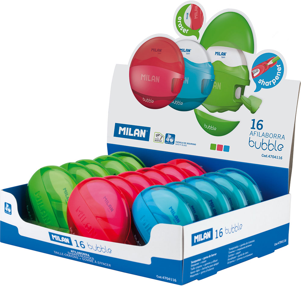 220093-EC Gumica+šiljilo MILAN Bubble sort display P16/48/864