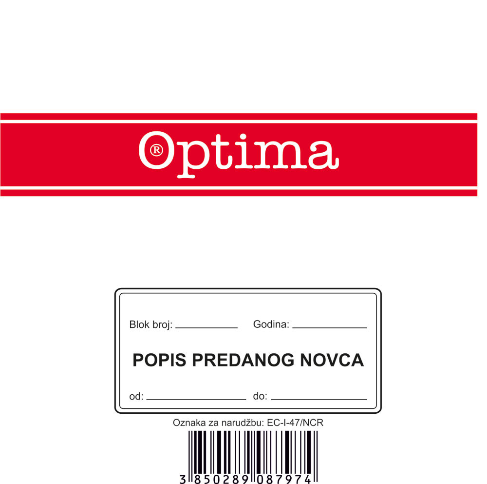 220183-EC Popis predanog novca EC-I-47NCR/EUR OPTIMA P10/100