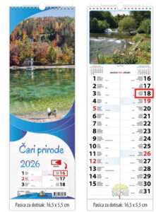 220297-EC Kalendar ČARI PRIRODE 13L 16,5x48,5+5,5 spirala, s vrećicom P50 JANP 2026