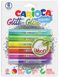221789-EC Ljepilo tekuće Carioca Fluo Glitter 6 x 10,5ml, boja blister 42111 P6/24