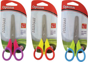 224028-EC Škare OPTIMA školske tupi vrh 13cm Rainbow na blisteru 100120 P12/240