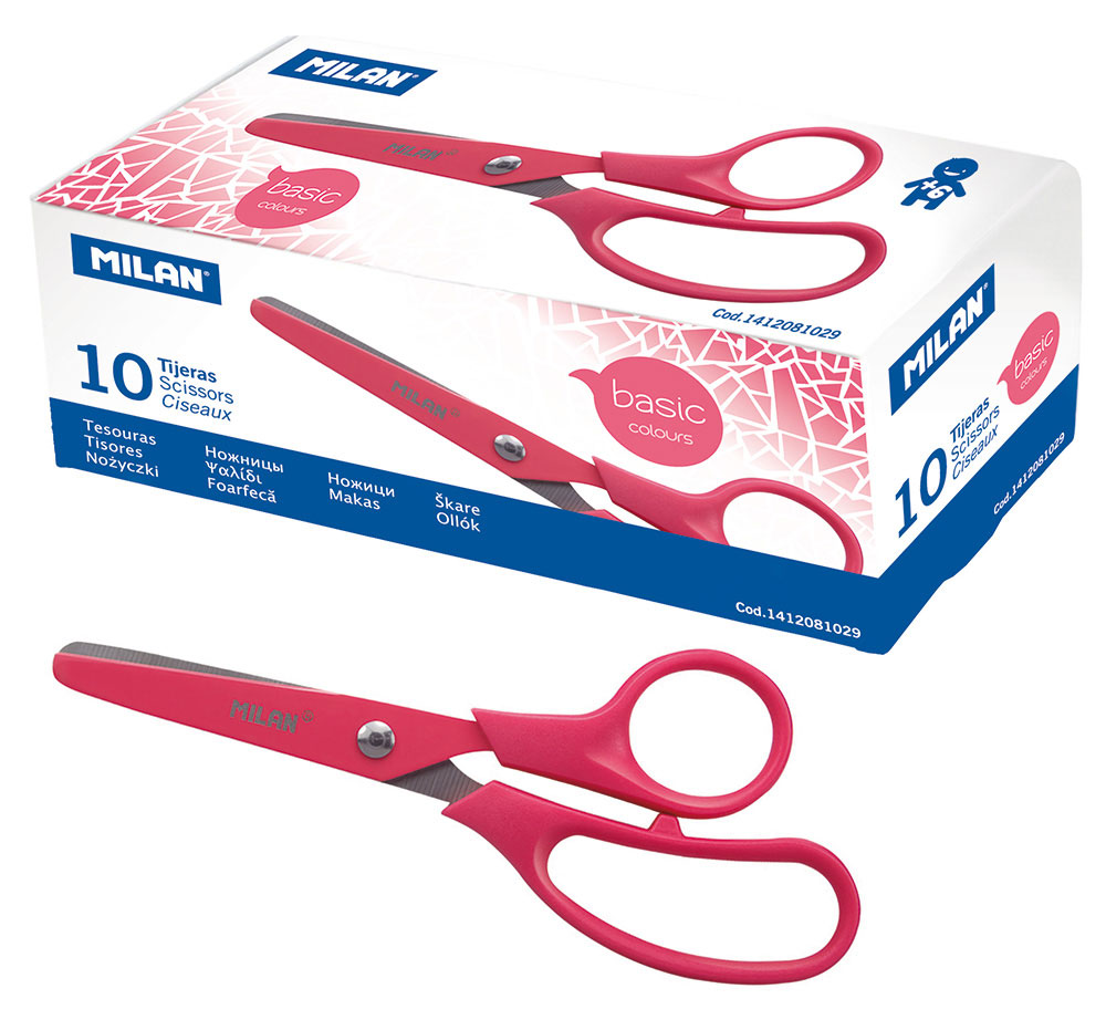 224029-EC Škare MILAN školske Basic crvene 13,3 cm, kutija 10/1 P10/40