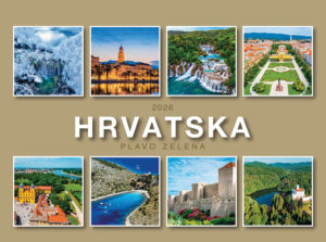 224547-EC Kalendar PLAVO ZELENA HRVATSKA 13L 33x49+7, spirala u sredini P50 KL 2026