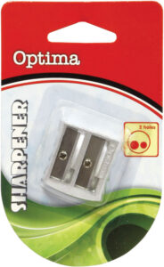 225221-EC Šiljilo metalno 2 rupe,koso OPTIMA aluminijsko 1/1 blister 100044 P12/144