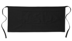 Pregača kratka konobarska Jared sa džepom crna 90x40cm, 195g/m2