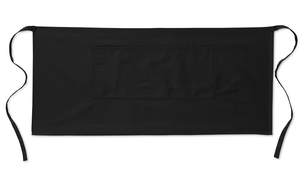 226411-EC Pregača kratka konobarska Jared sa džepom crna 90x40cm, 195g/m2