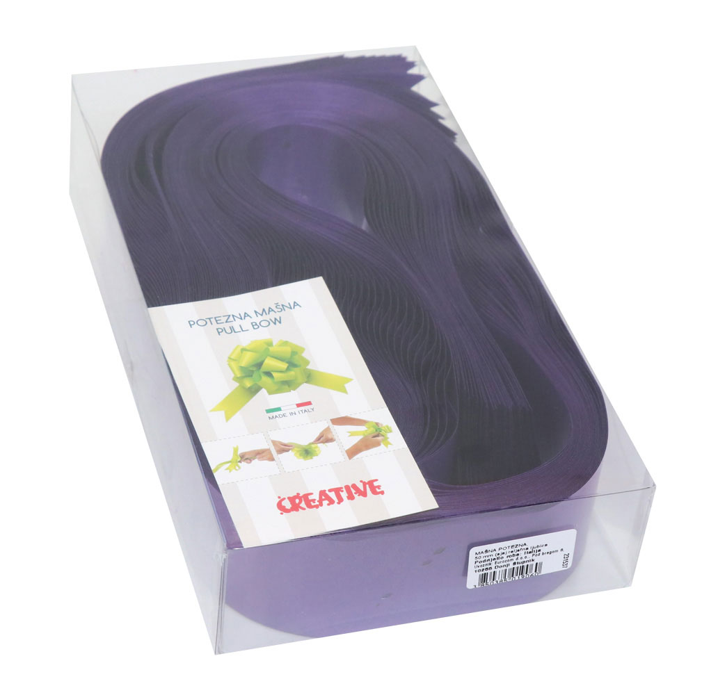 231537-EC Mašna potezna 50mm mat ljubičasta 30 kom u pvc kutiji P30/300