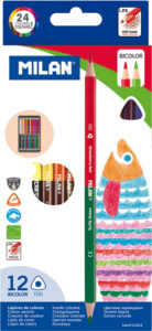 232499-EC Boje drvene 12/1 duge trokutaste MILAN bicolor, 24 boje,karton bls P12/96