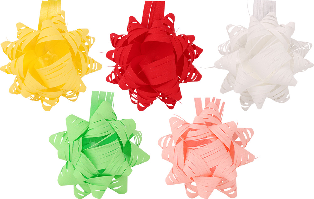 232917-EC Mašna zvjezdica samolj. rafija mat, 1/1, 6,5 cm, mix 5 boja P100/1200