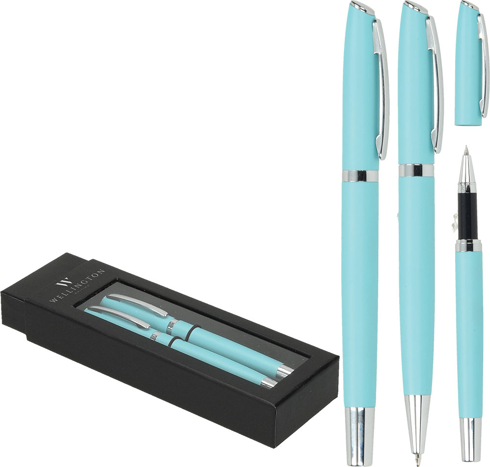 233313-EC Set pisaći Toledo Wellington kemijska olovka i roler tirkizni P1/100