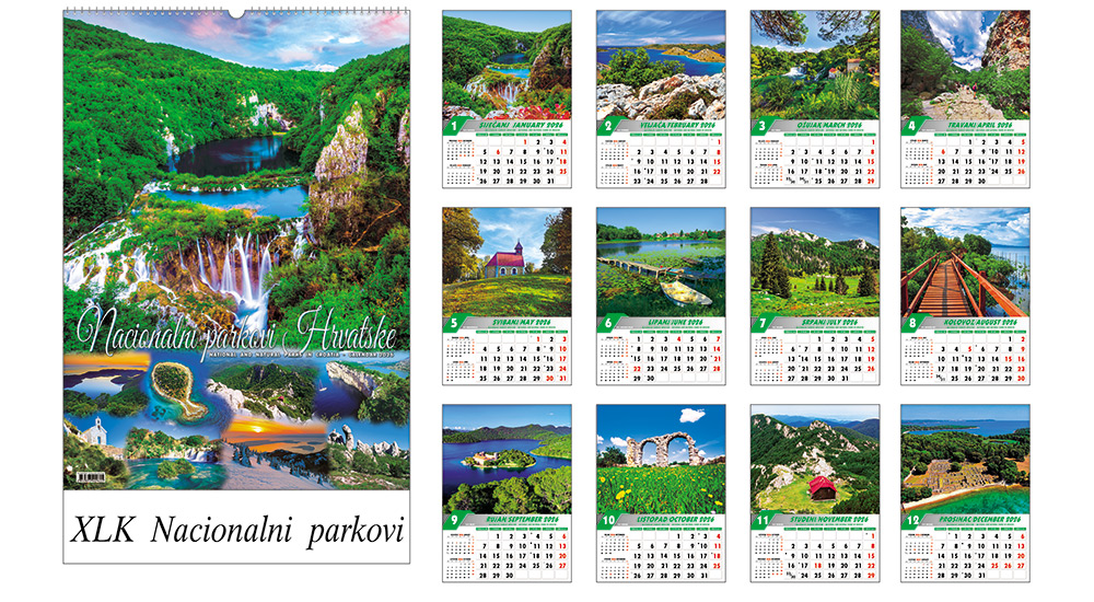 233461-EC Kalendar NACIONALNI PARKOVI 13L 32x43+7 s vrećicom P20 XLK-TMR 2026