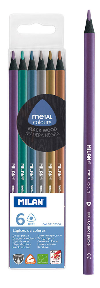 234790-EC Boje drvene  6/1 duge trokutaste MILAN Metal 1031 crno drvo bls P24/192