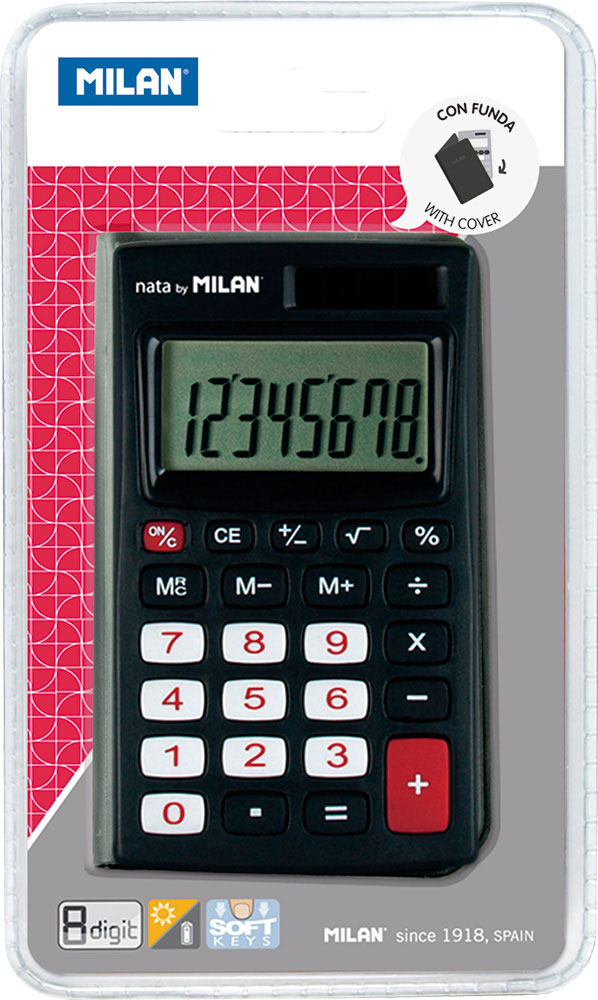 234864-EC Kalkulator MILAN komerc.džepni  150208KBL crni u etuiu bls P15/30