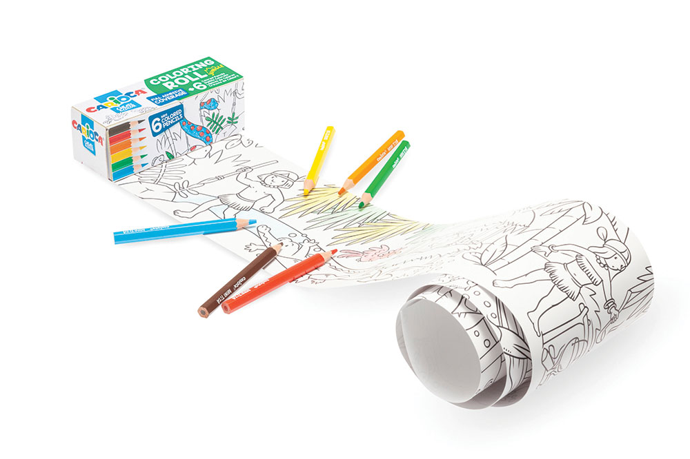 235132-EC Bojanka u roli mini 85x10cm, samolj. CARIOCA Jungle + 6 drv.bojica P12/48 NETTO