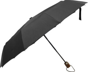 Kišobran Kronos sklopivi O/C automatski crni, 10-panelni, drvena drška P12/48