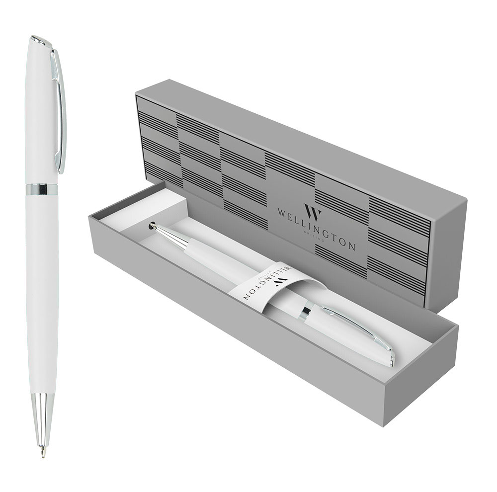236284-EC Set pisaći Toledo Wellington kemijska olovka u poklon kutiji bijela P1/100