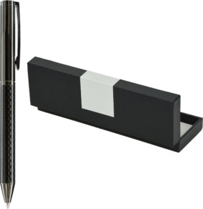 236286-EC Set pisaći Wellington Carbon kemijska ol. antracit siva u poklon kutiji P1/100