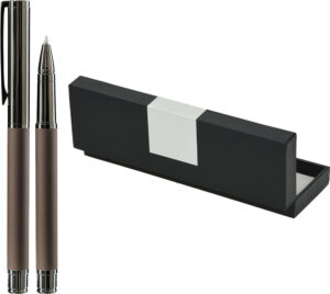 236293-EC Set pisaći Wellington Stamford roler smeđi u poklon kutiji P1/100