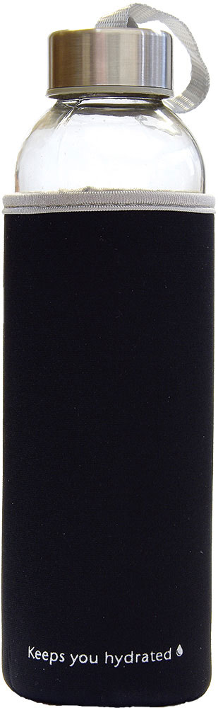 236436-EC Boca za vodu staklena Stream 500ml crno/siva, mutno staklo P1/48