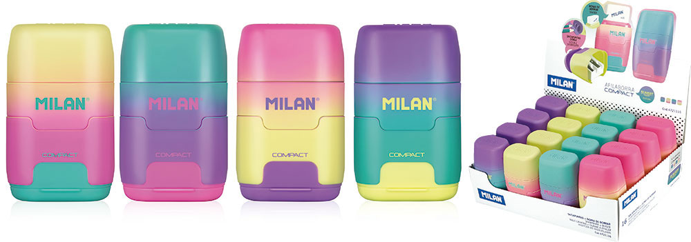 236618-EC Gumica+šiljilo dvostruko MILAN COMPACT SUNSET sort display P16/128