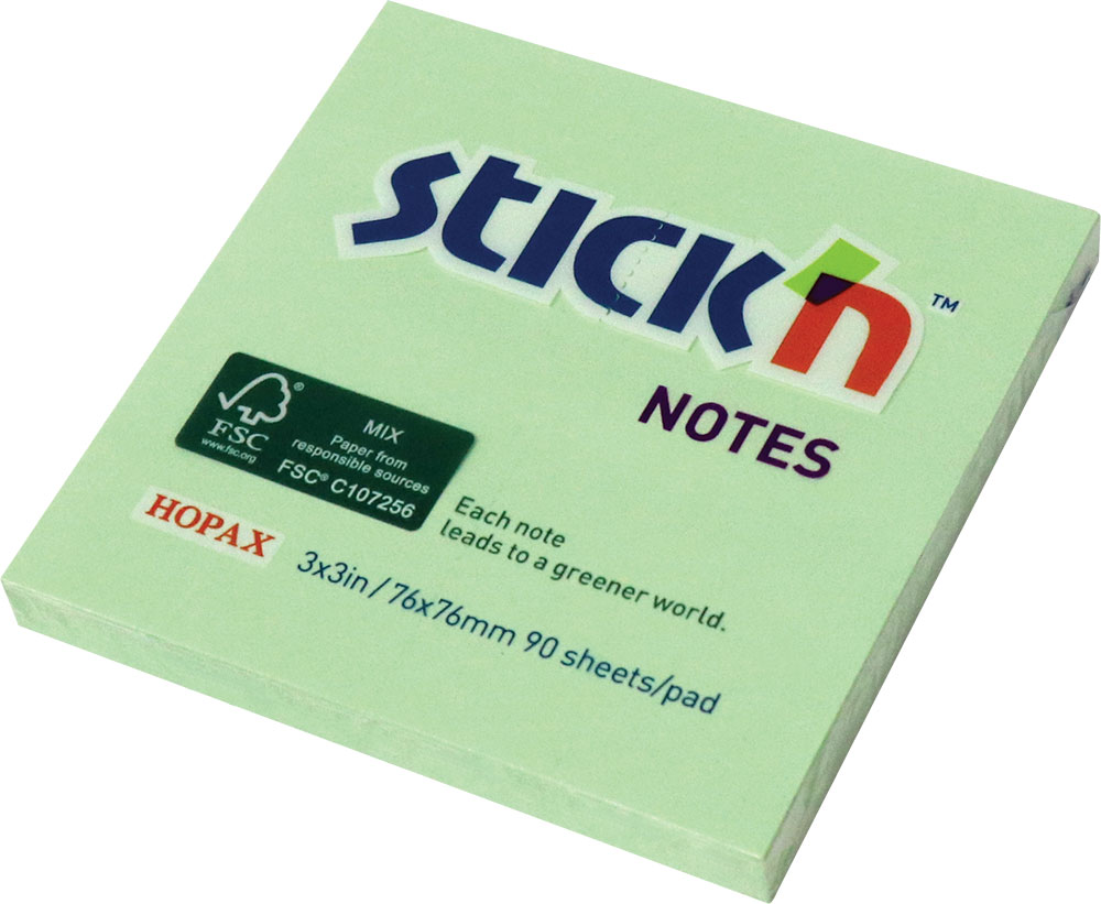 237338-EC Blok samolj. STICK'N 76x76 pastel zeleni FSC 90L 21565 P12/216