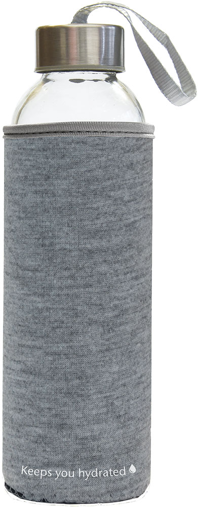 237609-EC Boca za vodu staklena Stream Color 500ml siva melange/ sivi rub, mutno staklo P1