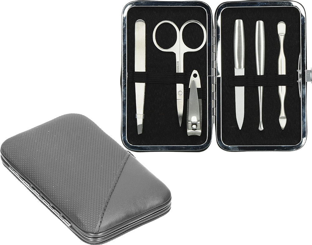 237627-EC Manikir set 6-dijelni TRIP u etuiju sivi, umjetna koža P10/100