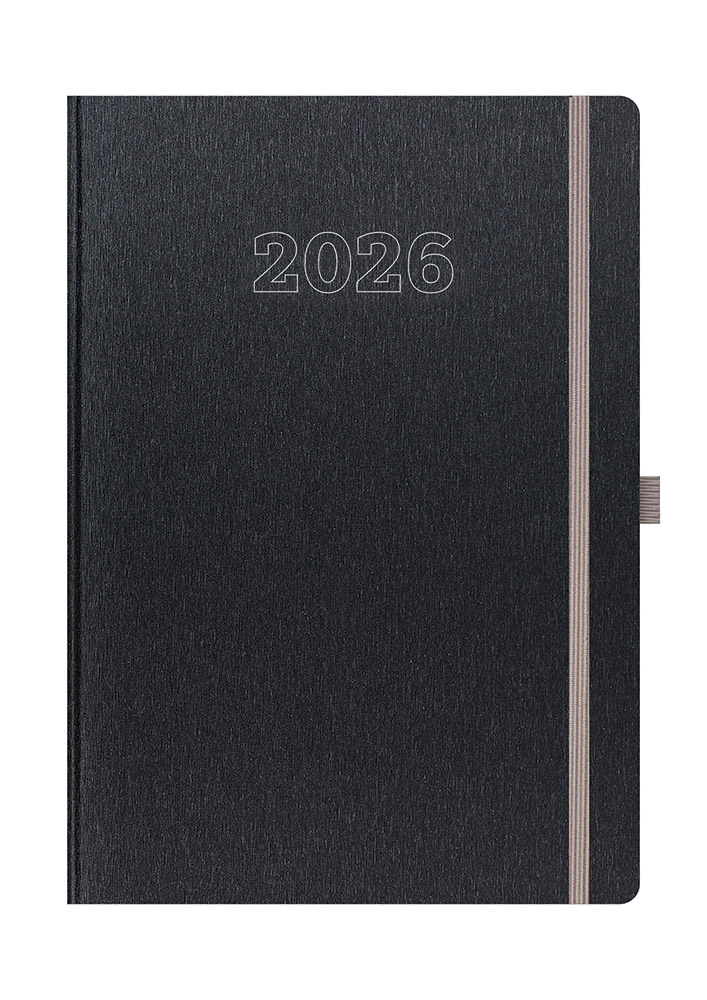 237776-EC Dnevnik GLASGOW B5 2026 crni 17x24cm P20