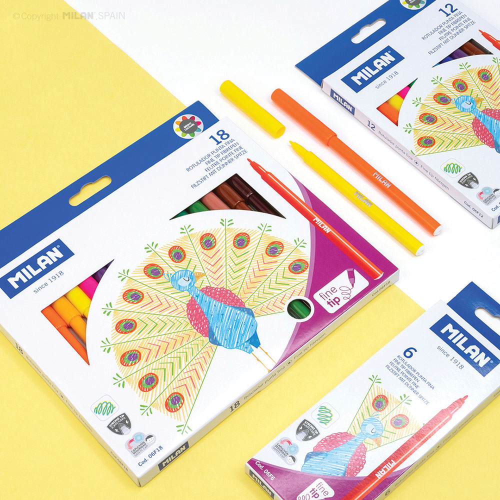 237996-EC Flomasteri 12/1 MILAN Peacock tanki vrh perivi karton bls P12/144