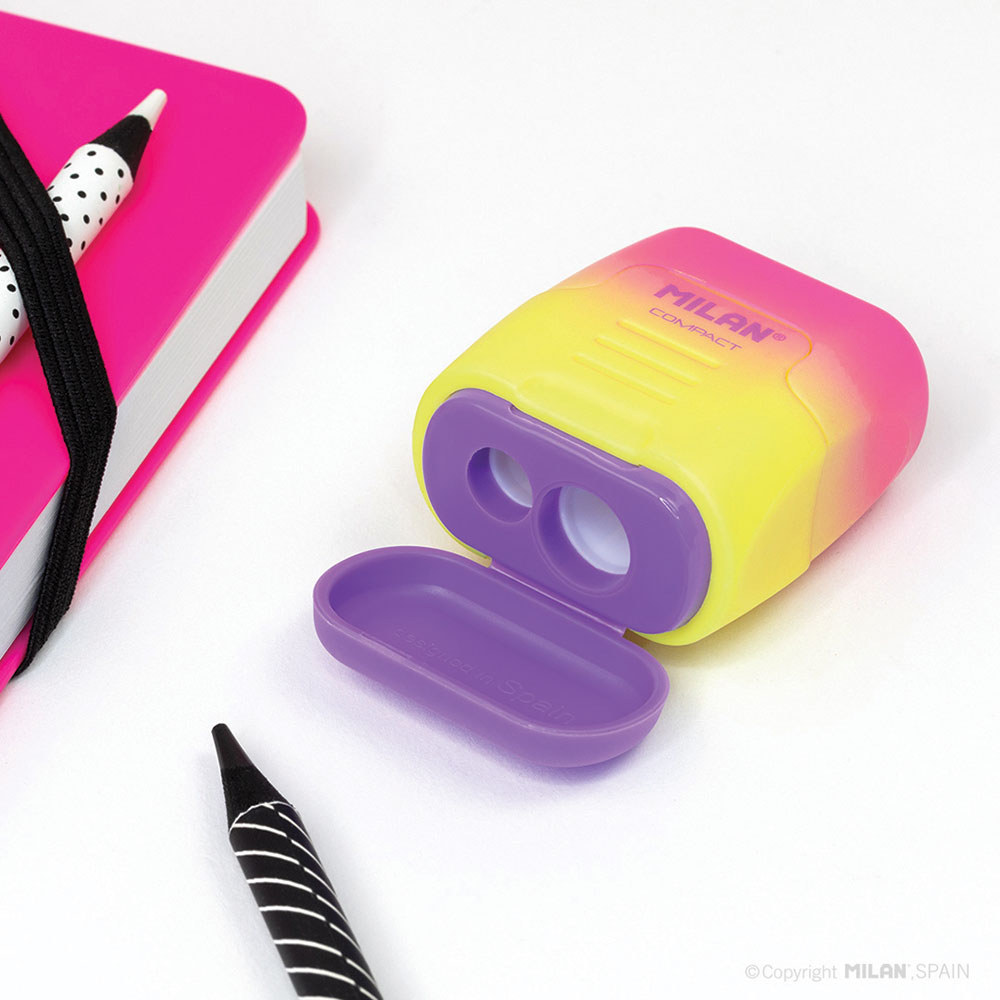 237997-EC Šiljilo plastično 2 rupe MILAN Compact Sunset sort display P24/288