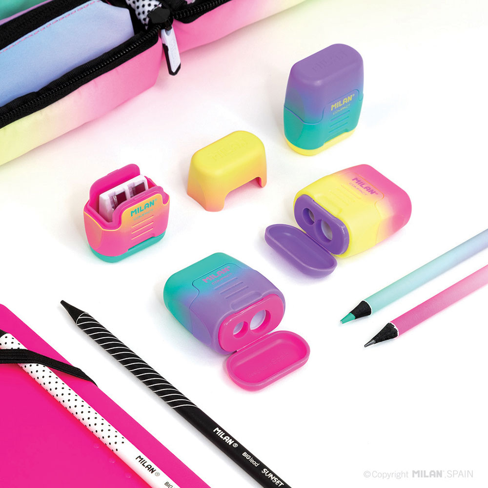 237997-EC Šiljilo plastično 2 rupe MILAN Compact Sunset sort display P24/288