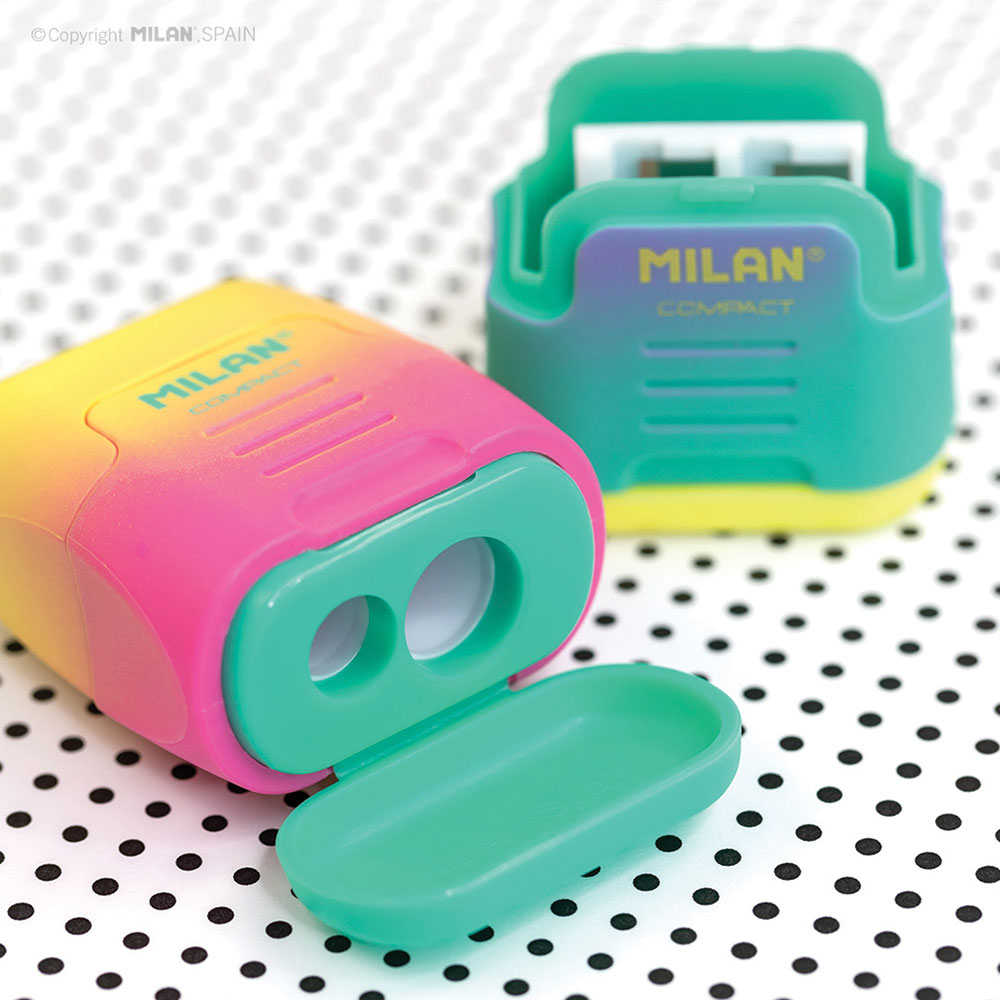 237997-EC Šiljilo plastično 2 rupe MILAN Compact Sunset sort display P24/288