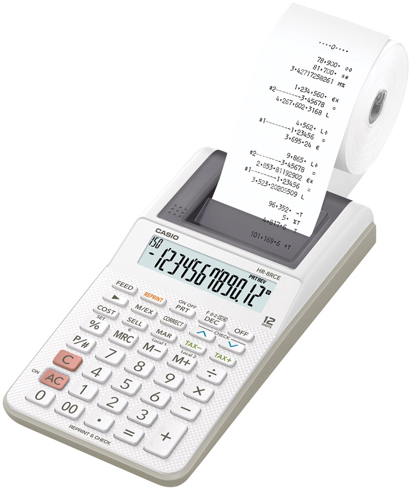 238066-EC Računski stroj CASIO HR-8 RCE bijeli KARTON PAK. P10