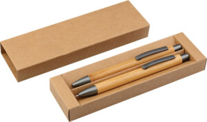 238519-EC Set pisaći Bamboo kem. ol. + tehnička ol. u natur poklon kutijici