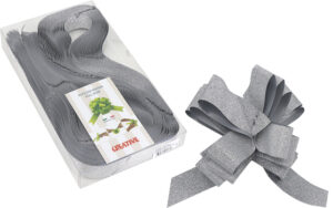 238747-EC Mašna potezna 31mm glitter srebrna 30 kom u pvc kutiji P30/300