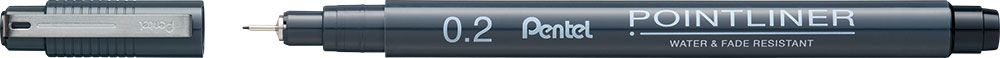239536-EC Flomaster fineliner PENTEL 0,20 POINTLINER S20P-2A crni P12/576