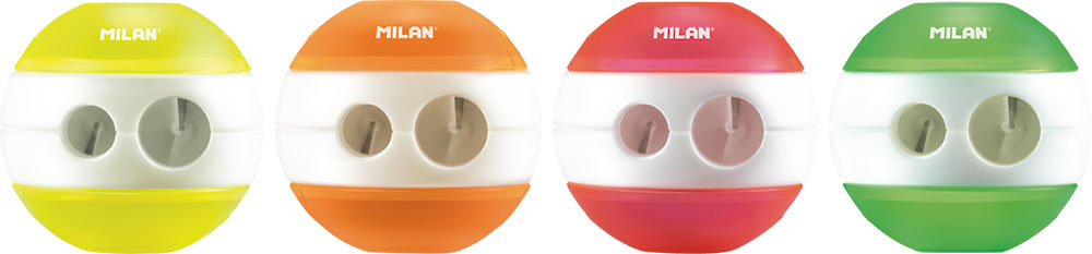 239610-EC Šiljilo plastično 2 rupe MILAN Sphere Fluo sort display P24/144/1728