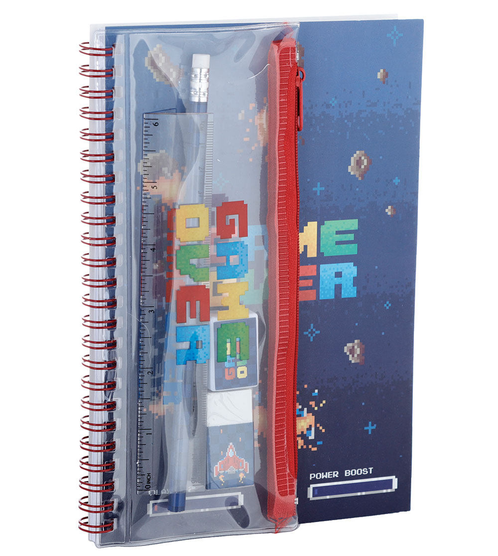 239631-EC Set šk.pribor 1/6 Game Over, spiralni notes sa pernicom i priborom P48 NETTO