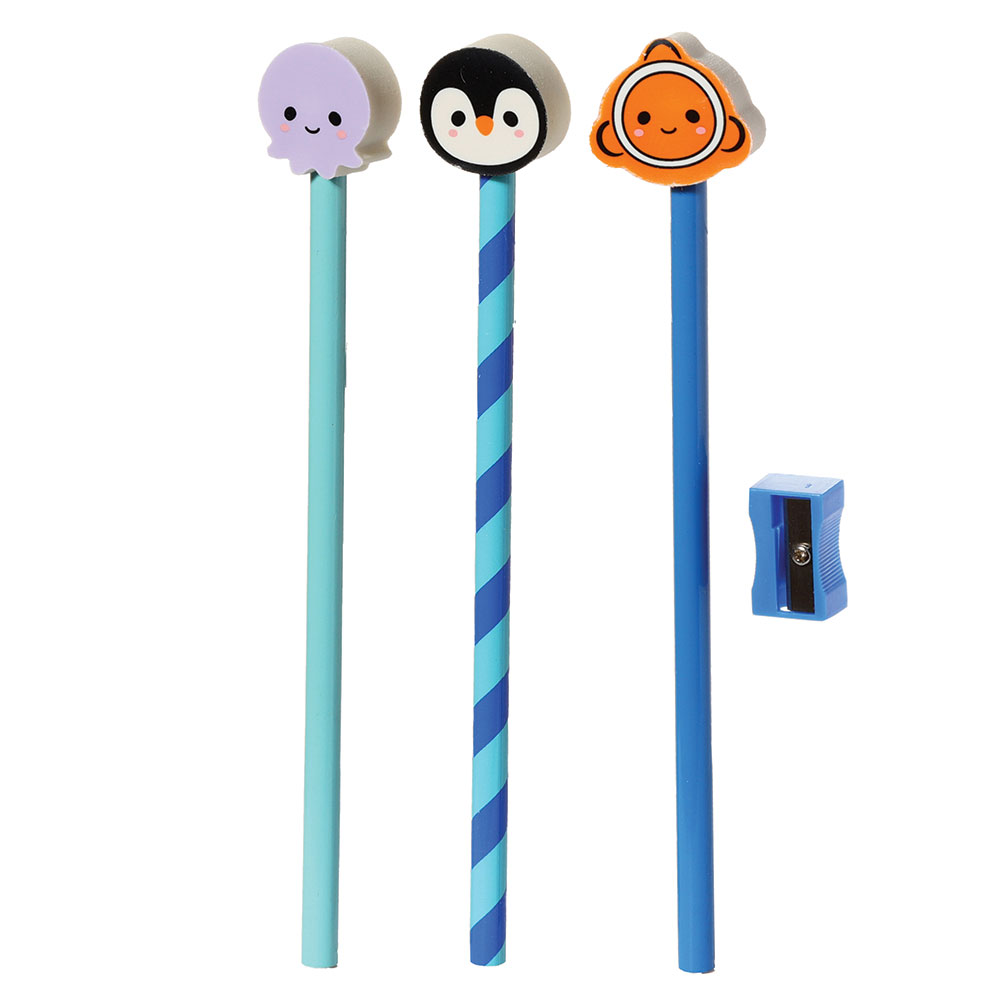 239633-EC Set šk.pribor 1/7 Sealife (3x olovka, 3x gumica, šiljilo) P72 NETTO